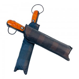 Paraigua de negocis Ovida plegable de tres posicions, obertura automàtica, tancament automàtic, resistent al vent, tela a quadres, nansa de fusta