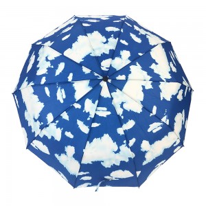 ʻO Ovida ʻEkolu pelu ʻana i ka wehe aunoa 23'iniha 46 Arc 10 Iwi ʻaoʻao Windproof Funtion Fiberglass Bule Sky Large Business Umbrella