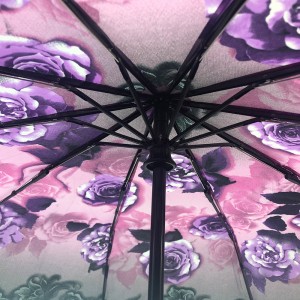 Isambulela esisongwayo kathathu se-Ovida esine-ambrela yelogo emfusa ene-nestle emnyama ekhuselekileyo ye-lady auto open Umbrellas Yabadala