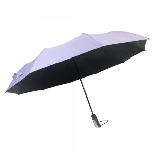Ovida Three folding Auto Open Auto Close 23inch 10 Ribs Windproof Black Coating Umbrella