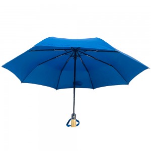 Ovida wooden handle for three section umbrella luxury business style for 8 panel blue portable umbrella custom logo and clear design