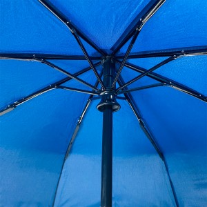 Ovida wooden handle for three section umbrella luxury business style for 8 panel blue portable umbrella custom logo and clear design