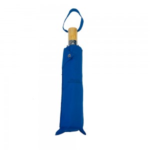 Ovida wooden handle for three section umbrella luxury business style for 8 panel blue portable umbrella custom logo and clear design