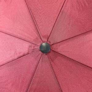 Ovida 23inch Enthusiastic red adult umbrella with pongee fabric metal frame and safety structure three folding umbrella for custom logo