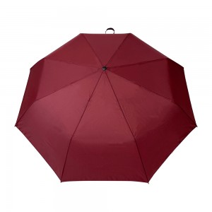 Ovida 23inch Enthusiastic red adult umbrella with pongee fabric metal frame and safety structure three folding umbrella for custom logo