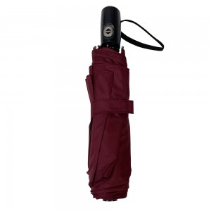 Ovida 23inch Enthusiastic red adult umbrella with pongee fabric metal frame and safety structure three folding umbrella for custom logo