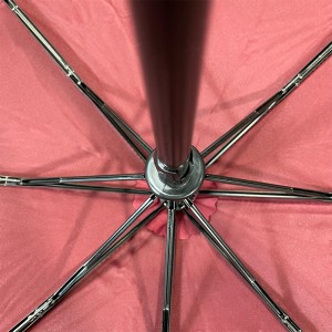 Ovida 23inch Enthusiastic red adult umbrella with pongee fabric metal frame and safety structure three folding umbrella for custom logo