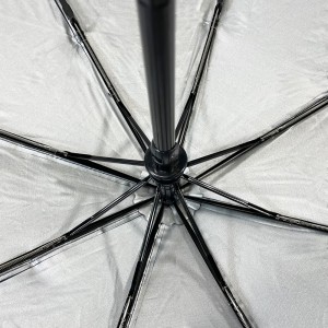 Paraguas automático plegable de tres secciones Ovida de 8 varillas, ligero y moderno, de aluminio, para venta al por mayor. Paraguas con protección UV.