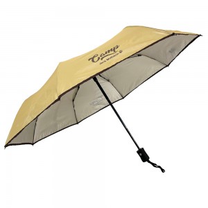 Ovida Custom Logo Automatic Rain Umbrella UV-Proof Three Folding with black piping Business Solid Sunshade Umbrella