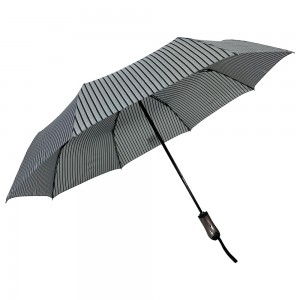 OVIDA 3-folding Umbrella Full-auto Open And Close Umbrella Black And White Striped Umbrella
