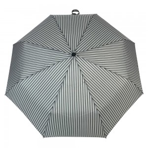 OVIDA 3-folding Umbrella Full-auto Open And Close Umbrella Black And White Striped Umbrella