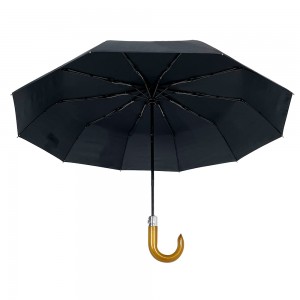 OVIDA 3-folding Umbrella Wooden Handle High-end Umbrella For Gift Set Promption Umbrella
