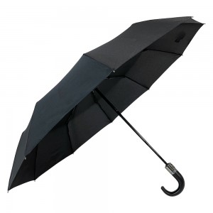 OVIDA 3-folding 10 Ribs Umbrella J Shape Handle High-end Umbrella Logo Customized Umbrella