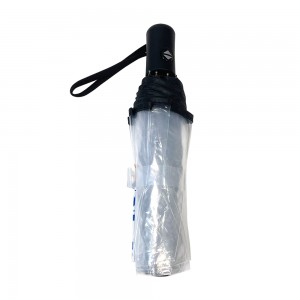 Ovida Poe materiāla mini vēja necaurlaidīgs, salokāms, lietus, caurspīdīgs plastmasas pārsegs, 3 salokāmi āra lietussargi, videi draudzīgi, pārstrādājami, modes dāmu 3 salokāmi, caurspīdīgi, Poe lietus lietussargi