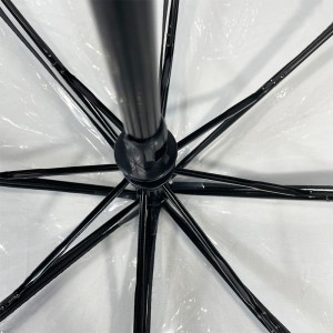 Ovida Poe materiāla mini vēja necaurlaidīgs, salokāms, lietus, caurspīdīgs plastmasas pārsegs, 3 salokāmi āra lietussargi, videi draudzīgi, pārstrādājami, modes dāmu 3 salokāmi, caurspīdīgi, Poe lietus lietussargi