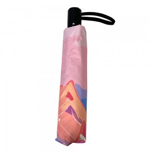 Ovida 3-folding Umbrella Printing With Pink Mountain Pattern Umbrella For Gift Set