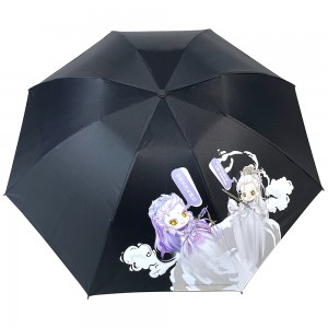 Ovida 3-folding Umbrella Cool Carton Pattern Printing Umbrella Promotion Umbrella