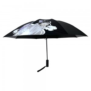 Ovida 3-folding Umbrella Cool Carton Pattern Printing Umbrella Promotion Umbrella