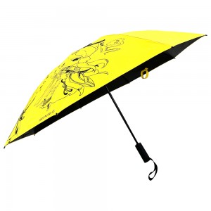 Ovida 3-folding Umbrella Cool Carton Pattern Printing Umbrella Gift Umbrella