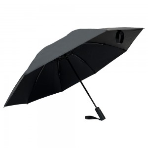 Ovida Full Automatic Folding Umbrella With Logo Rubber Coated Long Handle Umbrella