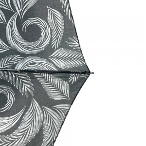 Ovida 3-folding Umbrella Pongee Fabric Printing With Leaves Pattern Custom Umbrella For Promotion