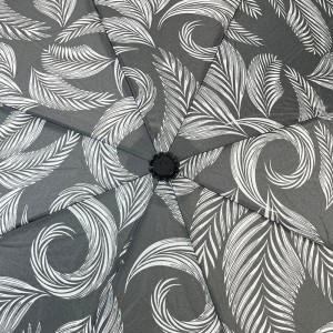 Ovida 3-folding Umbrella Pongee Fabric Printing With Leaves Pattern Custom Umbrella For Promotion