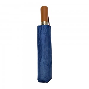 OVIDA Business Gift Three-Fold Umbrella Fully Automatic Umbrella Wooden Handle UV Protection