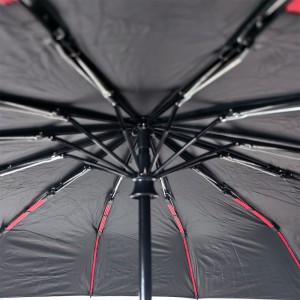 OVIDA Business Gift Three-Fold Umbrella Fully Automatic Umbrella Wooden Handle UV Protection