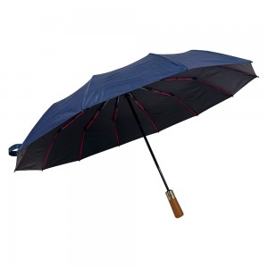 OVIDA Business Gift Three-Fold Umbrella Fully Automatic Umbrella Wooden Handle UV Protection