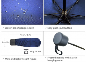 Ovida Advertising Customized Five Fold Umbrella 5 Folding Umbrella UV capsule umbrella