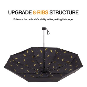 Ovida Five fold capsule fruit umbrella black glue sunscreen and anti ultraviolet Mini Umbrella