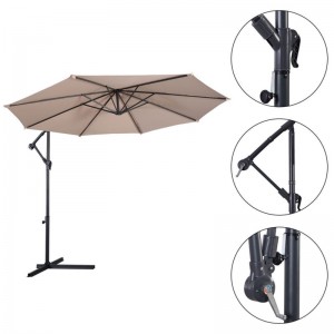 3m * 8ribs Khoom kim heev foldable sab nraum zoov patio cantilever parasol vaj lub kaus