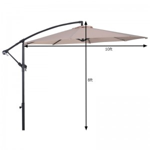 3m * 8ribs Khoom kim heev foldable sab nraum zoov patio cantilever parasol vaj lub kaus