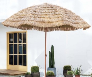 Ovida Rieten Tiki Paraplu Hawaiiaanske Styl Strân Patio Paraplu 10 Ribben UPF 50+ mei Kantelbere Draachtas foar Patio Tún Strân Swimbad Eftertún Strie Paraplu