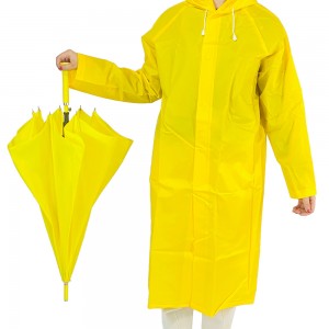 I-Ovida Eshibhile I-Raincoat Yabantu Abadala I-Ovida I-Raincoat Enzima Ephelele I-PVC Recycling Sebenzisa i-Yellow Rain Gear enobungani nemvelo