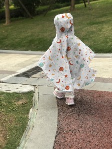 Ovida Kids raincoat fashion raincoat hiking fishing custom clear print the stars, the moon, the earth ,universe rain gear