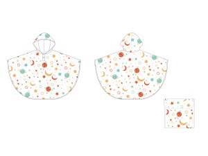 Ovida Kids raincoat fashion raincoat hiking fishing custom clear print the stars, the moon, the earth ,universe rain gear