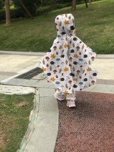 Ovida rain protection cutsom print leaf ,mushroom, hedgehogs animal cartoon colorful kids children rain coat
