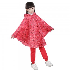 Ovida rain cape with star design for girls Eco-friendly Material Promotional Plastic Portable Rain Coat rain wear
