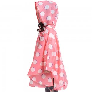 Ovida Hot sale cheap kids pink poncho cute dot pattern waterproof children rain coat with hood poncho