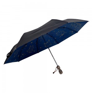 OVIDA BSCI OEM Custom Logo Automatic Open Close Foldable Umbrella 8K Metal Skull Handle Umbrellas with logo