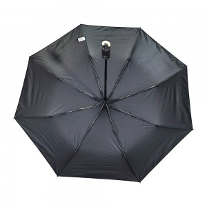 OVIDA Wholesale Automatic Ring Hook Handle Umbrella Windproof 3 Fold Compact Travel Custom Logo UV Protection