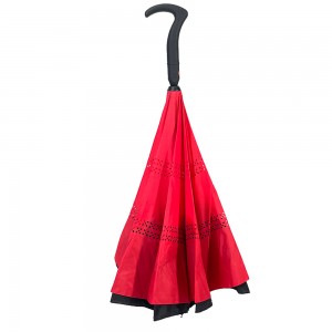 Ovida Hot Selling New Products Stock Custom Double Layer Inside Out 7 Shape Handle inverted Reverse Umbrella With Logo Prints