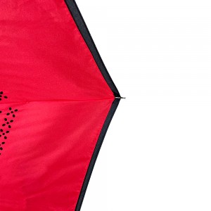 Ovida Hot Selling New Products Stock Custom Double Layer Inside Out 7 Shape Handle inverted Reverse Umbrella With Logo Prints