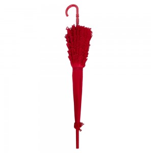 Ovida China supplier wholesale while red pink Lace edge red lace pagoda wedding umbrella