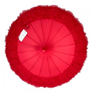 Ovida China supplier wholesale while red pink Lace edge red lace pagoda wedding umbrella