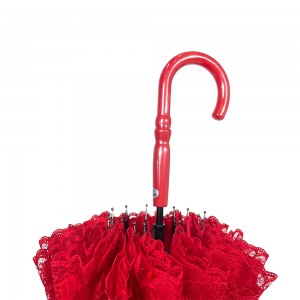 Ovida China supplier wholesale while red pink Lace edge red lace pagoda wedding umbrella