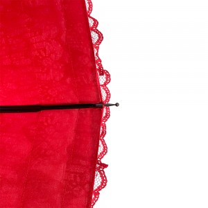 Ovida China supplier wholesale while red pink Lace edge red lace pagoda wedding umbrella
