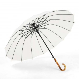 Umbrella mai ƙarfi na tsawon ruwan sama na Ovida Mata Maza 16K Gilashi mai kama da na Japan Bamboo Handle Parasol