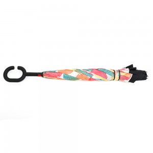Ovida Double Layer Reverse Umbrella nwere akwụkwọ ebipụtara maka onyinye na mgbasa ozi Nhazi ahaziri ahazi